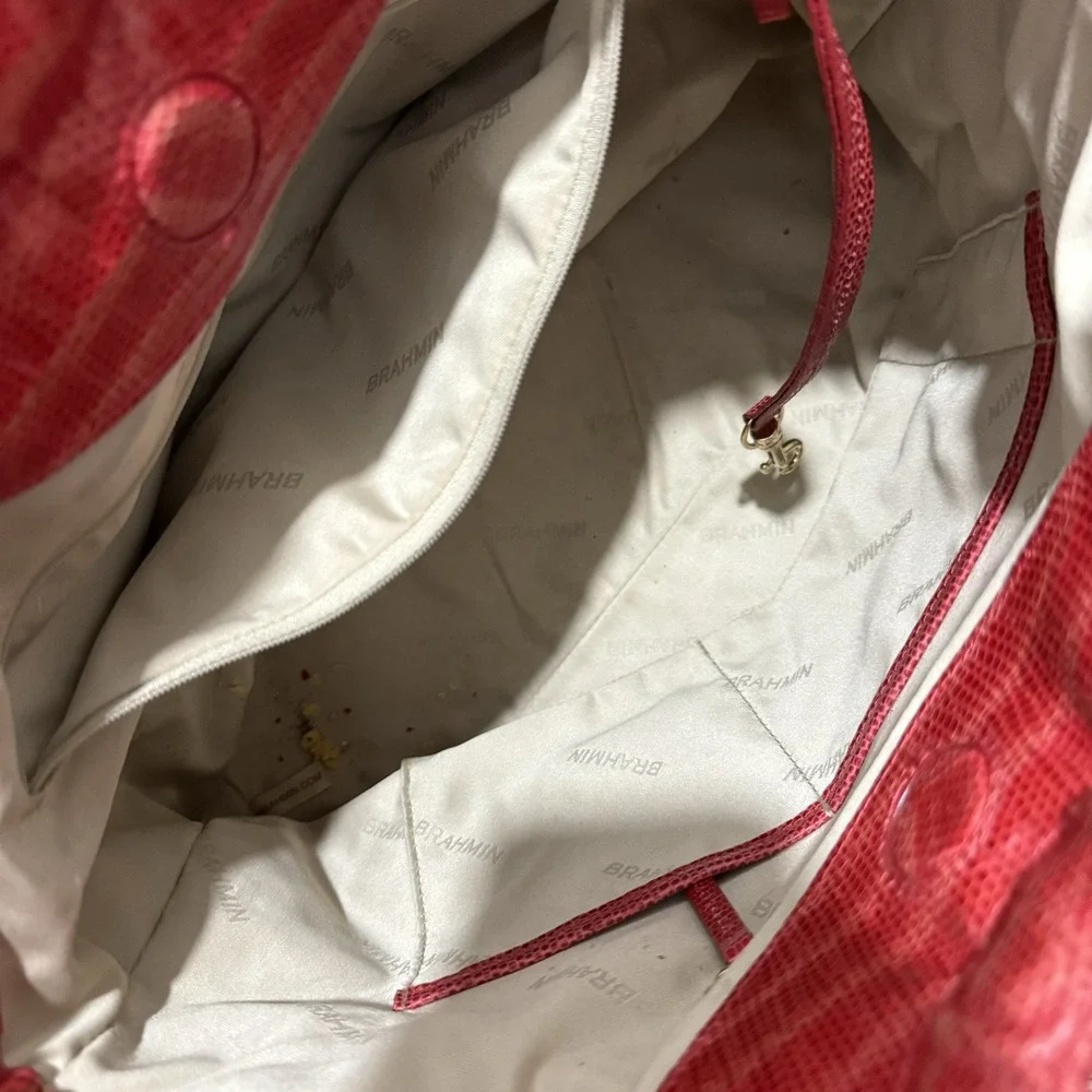 Brahmin Renate Tote Bag Red Dragon Haiku‎ Python Print Leather